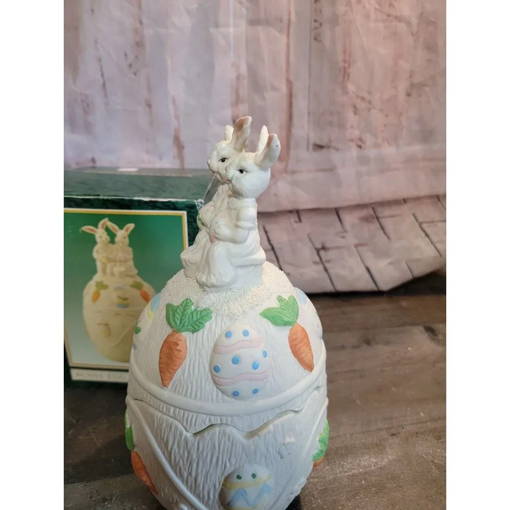 Jade collection bunny egg covered‎ box ceramic Easter decor